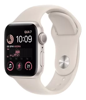 Apple Watch SE GPS - Caja de aluminio blanco estelar 40 mm - Correa deportiva blanco estelar - Patrón - Distribuidor Autorizado