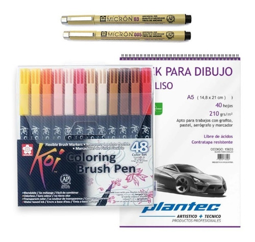 Kit Set Marcadores Sakura Koi Clasic Block Microfibra Micron