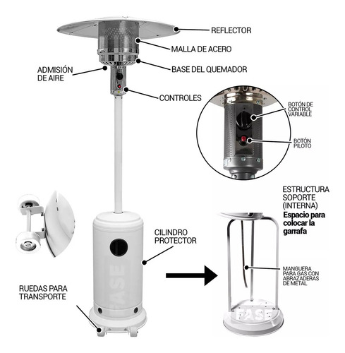 Imagen 5 de 8 de Calefactor Hongo Estufa Exterior Lusqtoff Patio Gas Blanco