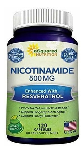 Nicotinamida Con Resveratrol Antioxidante  120 Cápsulas