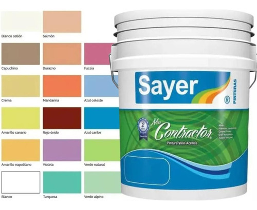 Pintura Vinilica Acrilica Contractor Cubeta 19lt 17 Colores Color Amarillo Canario