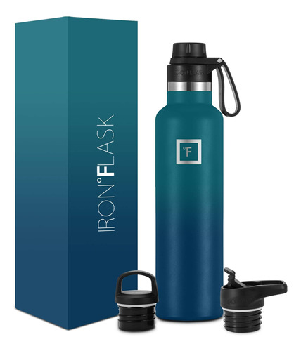 Iron °flask Botella De Agua Deportiva - 24 Oz, 3 Tapas (tapa