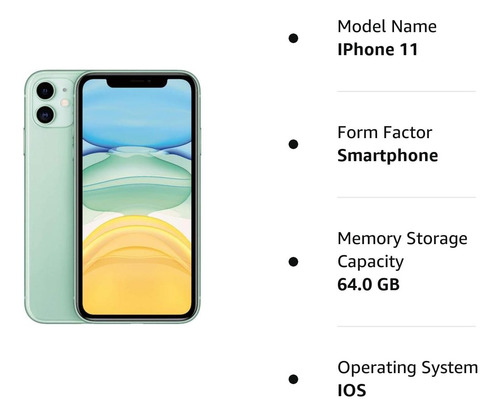 Apple iPhone 11 (64 Gb) - Verde Con Caja Original (Reacondicionado)