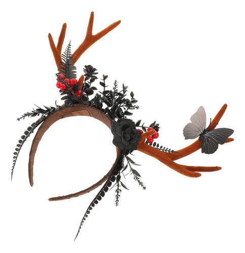 Diadema Navideña Con Cuernos De Ciervo Y Accesorios Para El