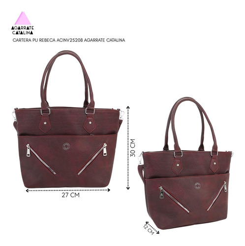 Cartera Pu Rebeca Agarrate Catalina Bordó Liso Níquel Bordó