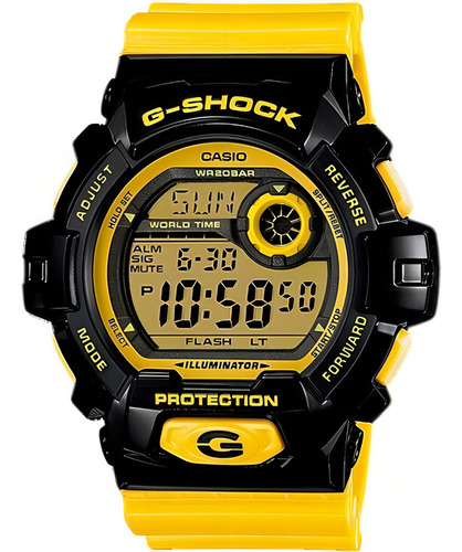 Relógio Casio G-shock G-8900 Sc-1y 5 Alarmes H.mundial W-200 Cor da correia Amarelo Cor do bisel Preto Cor do fundo Cinza