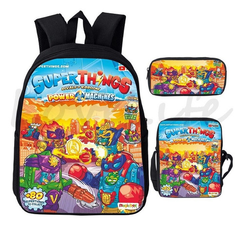 Mochila Con Estampado Game Superzings, 3 Unidades/juego De M
