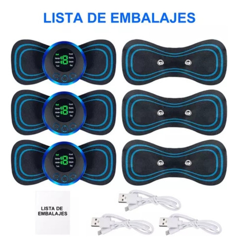 3 Mini Masajeador Eléctrico Corporal Portátil Con 3 Parches