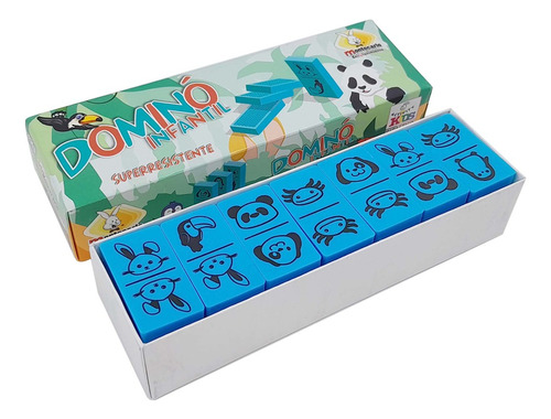 Domino Infantil Azul Animales Ajolote Didactico Montecarlo