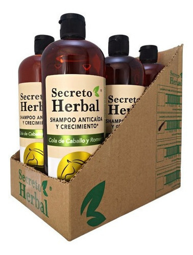  6 Pz Shampoo Natural Secreto Herbal Anticaída y Crecimiento con Romero y Cola De Caballo 1L
