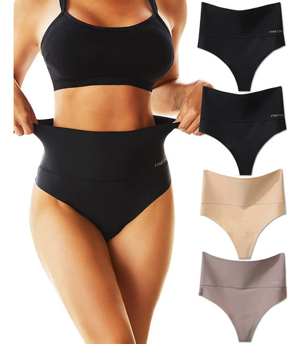 Tangas De Cintura Alta Finetoo Para Mujer, Ropa Interior Par