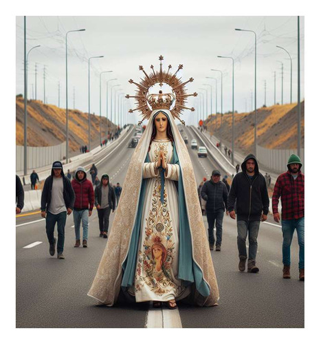 Vinilo 45x45cm Virgen Lujan Camiando Peregrinacion