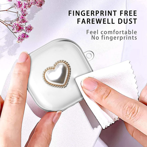 USDILU Funda Case Para Samsung Galaxy Buds Fe / 2/ live / 2 Pro Con Pulsera Joyería Uso Carcasa Silicona Mujer Niñas Color Transparente Con Llavero Soporte Cover Espesamiento