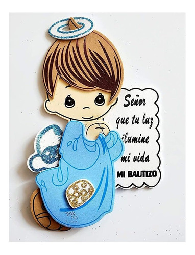 Rbn Mi Bautizo Figura Angel Azul Para Niño Centro Mesa