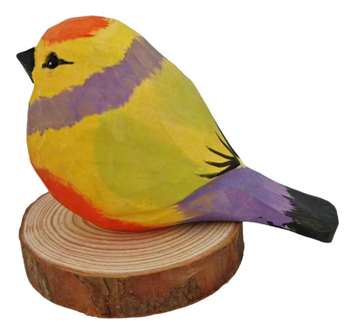 Estatua De Pájaro De Madera, Figura De Animal, Amarillo