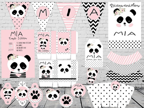 Kit Imprimible Y Editable Cumple Ositos Panda Rosa O Aqua