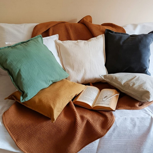 Imagen 5 de 5 de Fundas Almohadones 50x50 Tusor Con Cierre Decorativo Colores