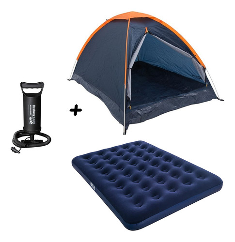 Kit Acampamento Barraca Panda 3p Ntk + Colchão Casal + Bomba