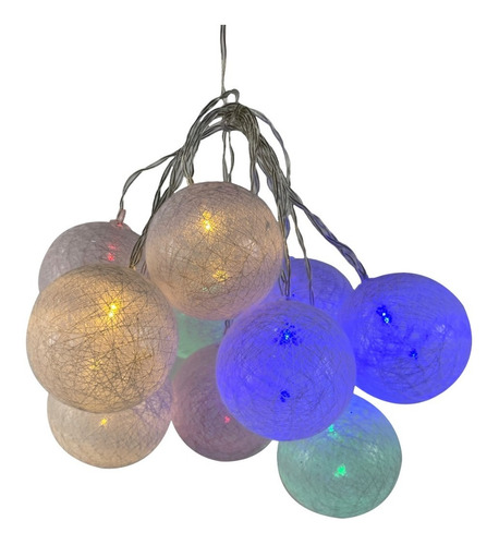 Guirnalda Luces Led 10 Esferas De Hilo Decorativas + Pilas