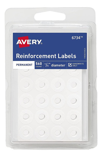 Etiquetas De Refuerzo Autoadhesivas Avery White, Redo