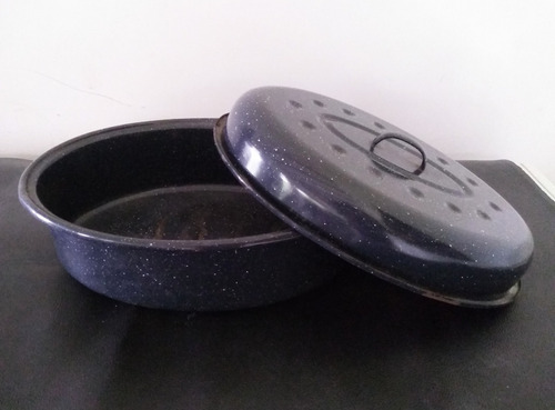 Olla Grande De Peltre Elíptica Con Su Tapa Usada Ideal Horno (Usado)