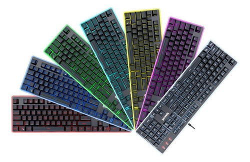 Imagen 4 de 4 de Teclado gamer Redragon Dyaus K509 QWERTY español latinoamérica color negro con luz de 7 colores