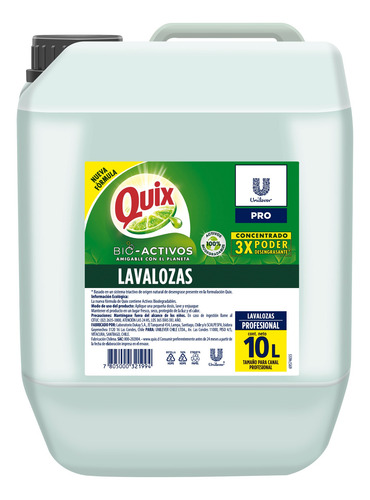 Imagen 2 de 2 de Quix Lavaloza Concentrado Limon Profesional 10l
