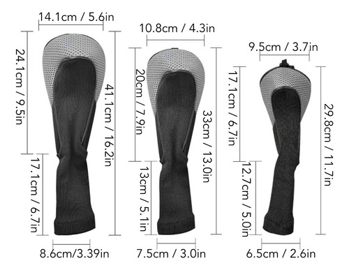 Cubrecabezas Club Headcover, 3 Unidades, 1 3/5 Pulgadas, Mal