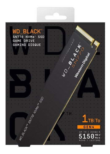 Disco Solido Interno Ssd 1 Tb Nvme Western Digital Black Sn770 Wds100t3x0e