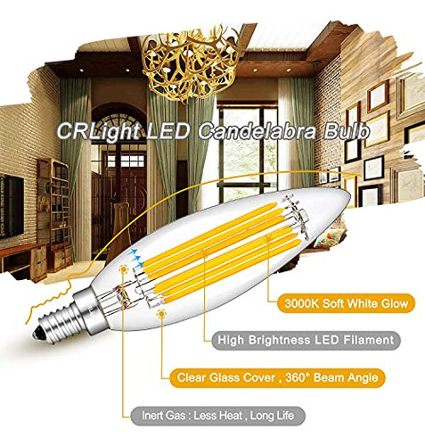 Bombilla Led Tipo Candelabro Crlight De 10 W, Regulable, De