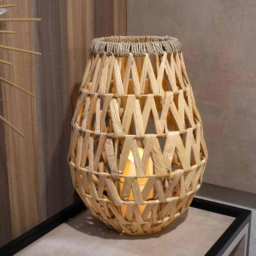 Imagem 2 de 6 de Lanterna Decorativa Em Fibra Natural Tendência 13944 Mart