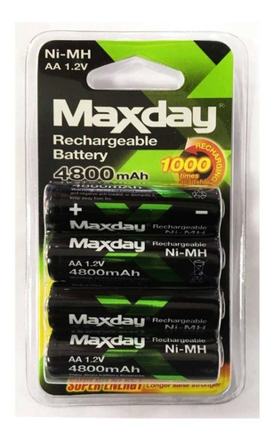 Pilas Maxday Pack X4 Aa Recargable 4800 Mha - Ub