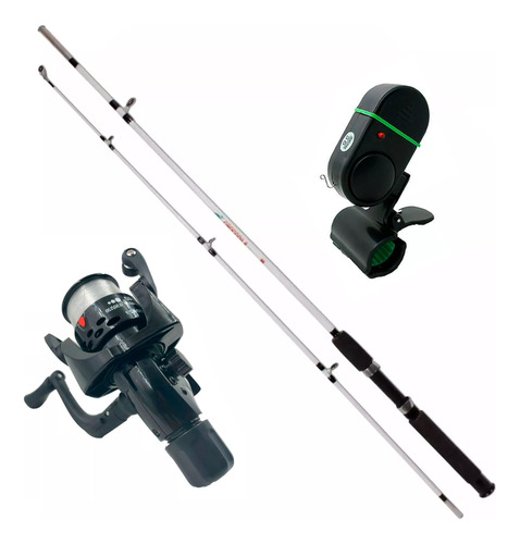 Combo Caña Reel Pesca 2.10mts + 1 Alarma Pique Pesca Pescado