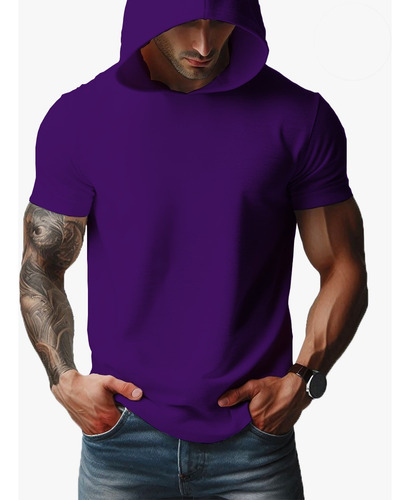 Playera Hombre Manga Corta Con Capucha Regular Fit