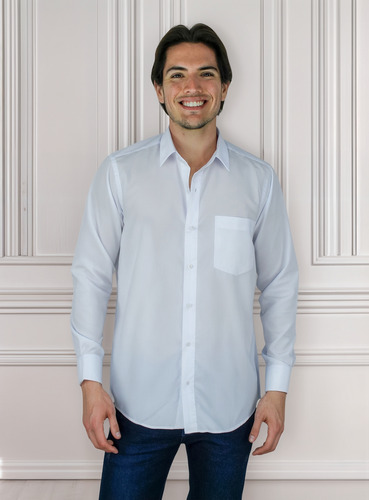 Camisa Cuello Inglés Blanco Algodón Polypima Hombre