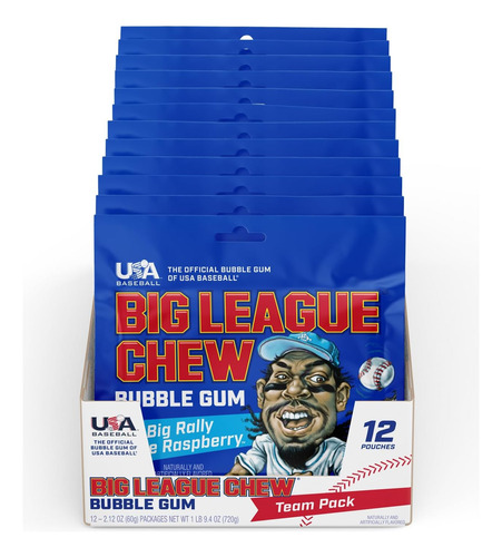 Big League Chew - Sabor A Chicle De Frambuesa Azul + Para Ju