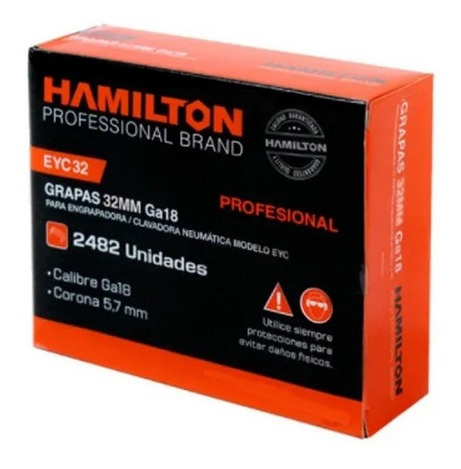 Grampa Engrapadora Pack De 2482 5,7 X 32 Mm Hamilton Grapa C