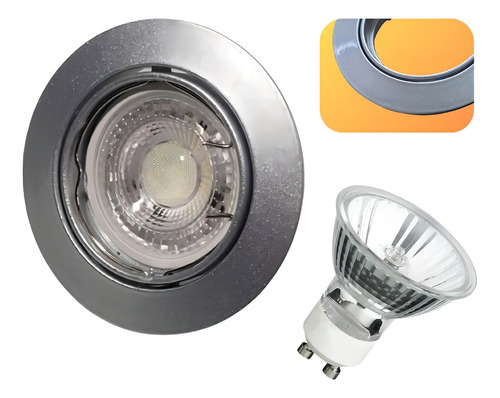 Spot Redondo Embutir Aço Escovado Para Coifas Com Lâmpada 50 220v