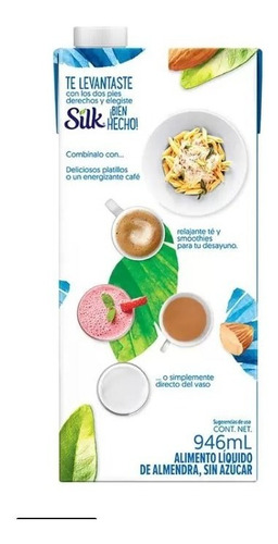 Leche De Almendra Silk Sin Azucar Original 6 Pzs De 946 Ml