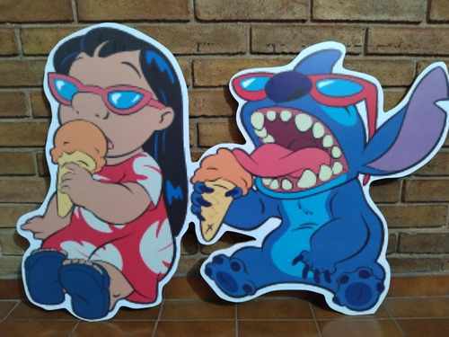 Stitch Gigantografía De Madera 80 Cm