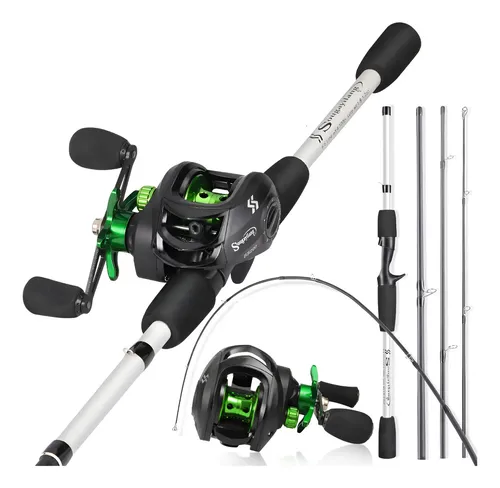 Kit Pesca Vara 4-10lb 1,98m 4 Partes + Carretilha 7,2:1