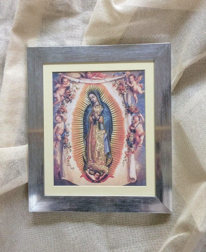 Virgen De Guadalupe Con Ángeles, Cuadro Religioso, 35x30cm