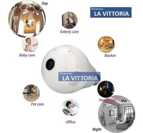 Camara Espia Foco Wifi 3d Monitoreo Desde Celular 360 Grados