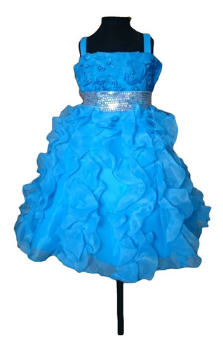 Vestido Infantil  Festa  Azul Paetês Elsa Cinderela