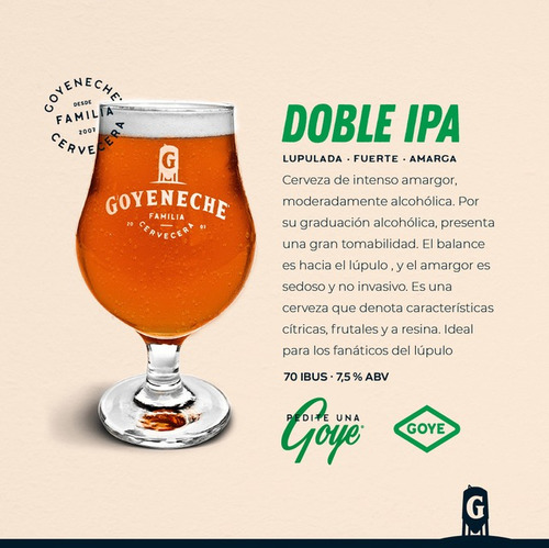 Combo X 6 Cerveza Artesanal Goyeneche 500ml - Doble Ipa
