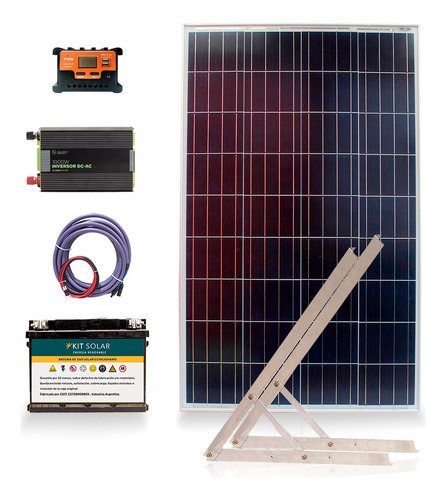 Kit Solar Completo Energia Panel Bateria Inversor Usb Led K3