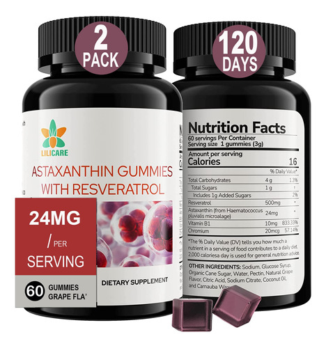 Astaxantina - Gomitas De 24 Mg De Microalgas - Nuevas Frmula