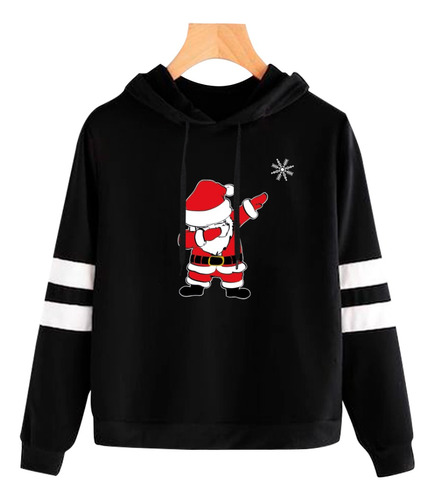 Buzo Buso Saco Hoodie Papá Noel Negro Navideños Navidad