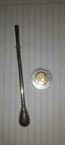 Antigua Bombilla Plata De Niño.