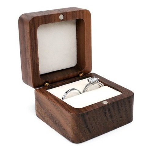 Estuche Caja De Madera Para Anillos, Compromiso, Importado